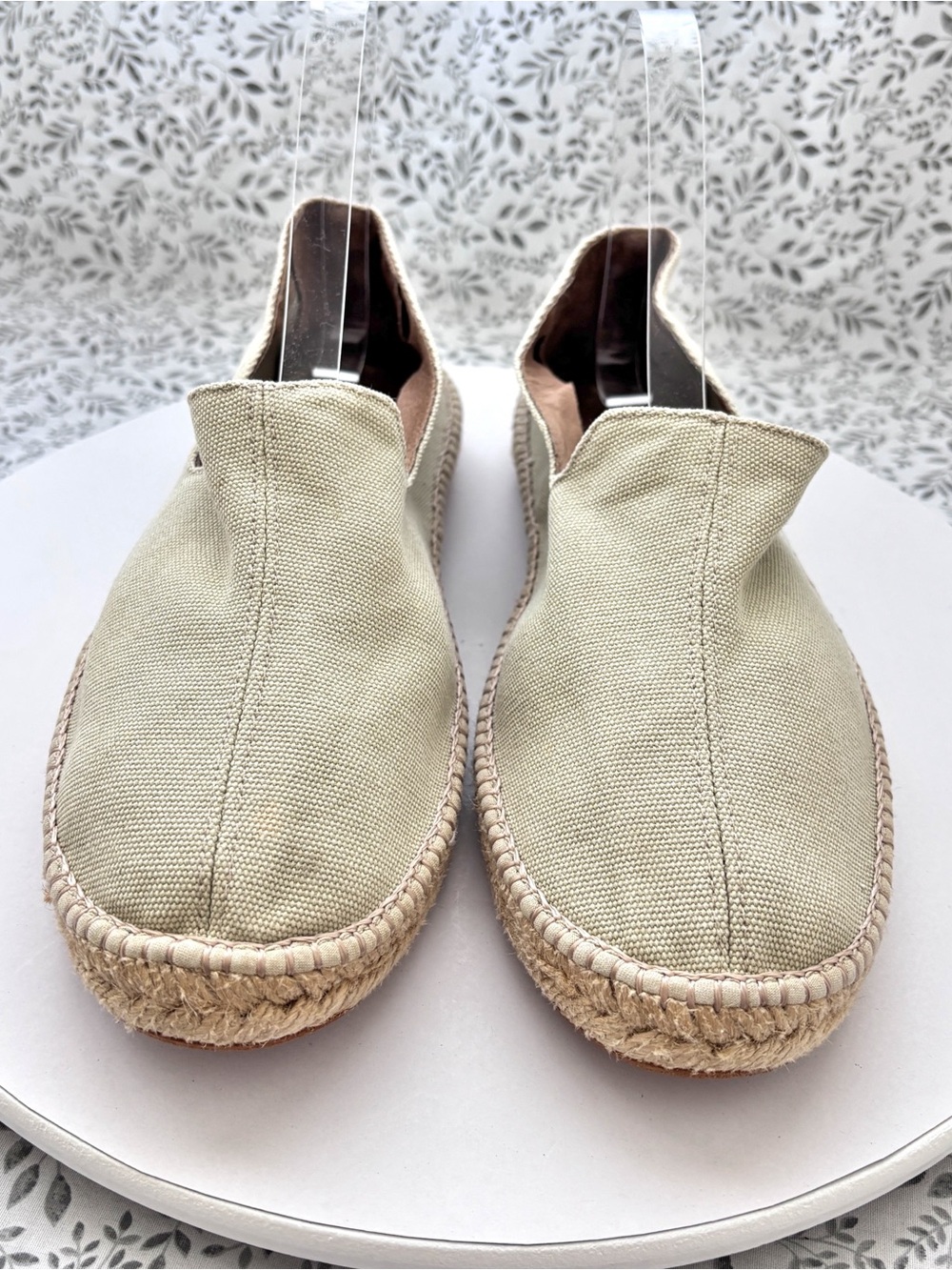 Eric Michael Canvas Espadrille Flats Women EU 42 Beige Slip On Handmade in Spain
